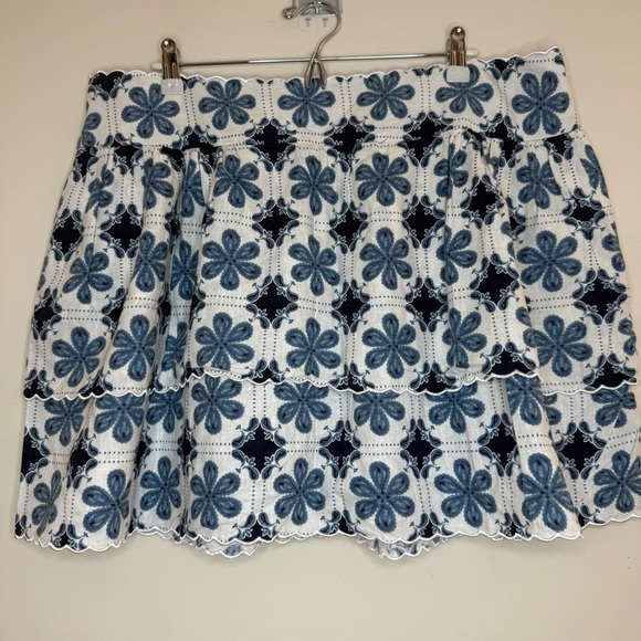 AGUA BENDITA for Target Linen Blend Turquoise Scalloped Hem Floral Mini Skirt - Picture 2 of 8